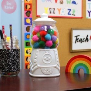 White Glass Gumball Canister, NWT